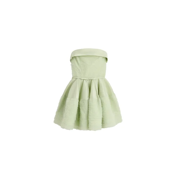 Viktor & Rolf Tulle Ruffle Circle Mini Dress in Light Green
