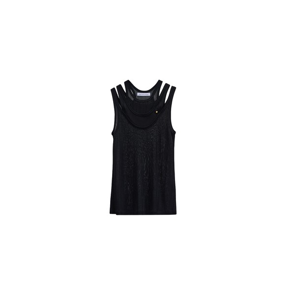 Viktor & Rolf Viscose Multi-Layered Tank Top in Black