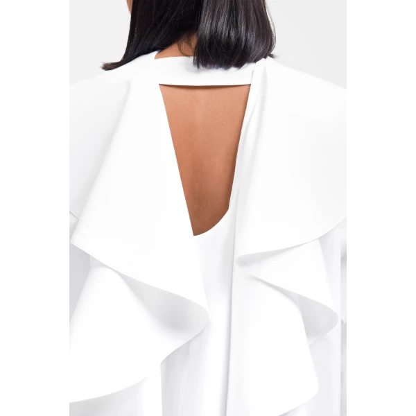 Viktor & Rolf Volant Detail Poplin Shirt Dress in White, view 5