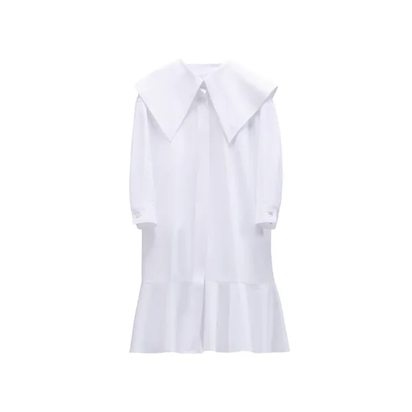 Viktor & Rolf Volant Detail Poplin Shirt Dress in White