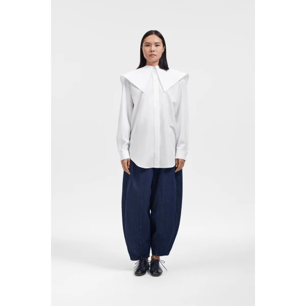 Viktor & Rolf Volant Detail Poplin Shirt in White, view 2