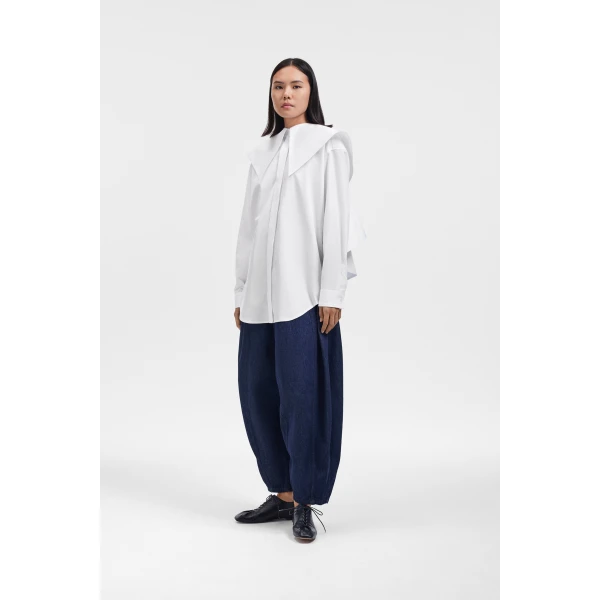 Viktor & Rolf Volant Detail Poplin Shirt in White, view 4