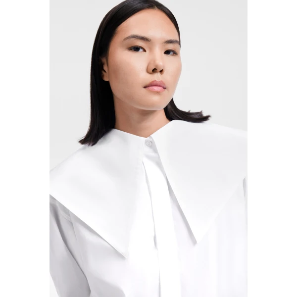 Viktor & Rolf Volant Detail Poplin Shirt in White, view 5