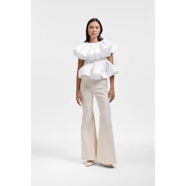 Viktor & Rolf Volant Detail Poplin Top in White, view 2