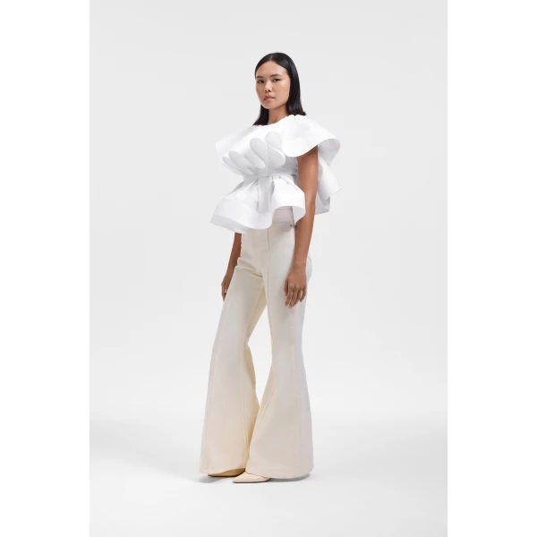 Viktor & Rolf Volant Detail Poplin Top in White, view 4