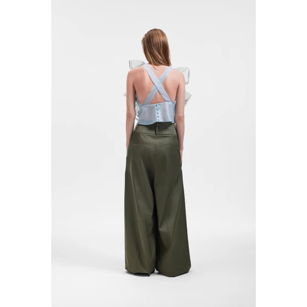 Viktor & Rolf Volant Jabot Organza Top in Light Blue, view 3