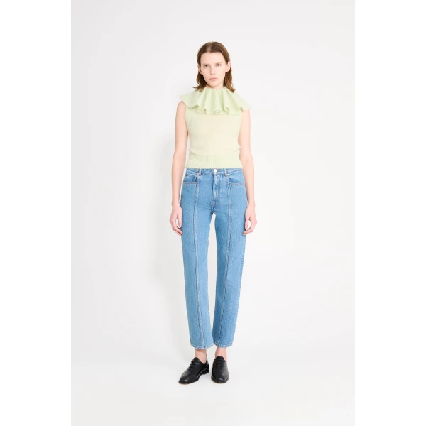 Viktor & Rolf Volant Neck Spencer in Light Green Knit, view 2