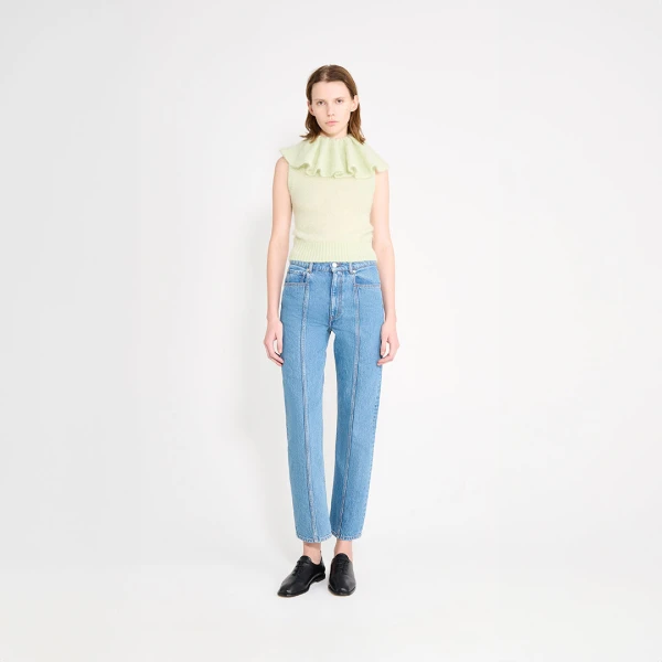 Viktor & Rolf Volant Neck Spencer in Light Green Knit, view 4
