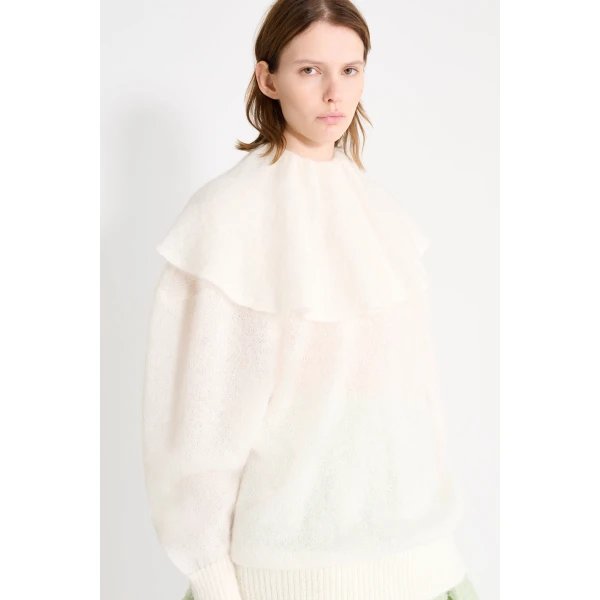 Viktor & Rolf Volant Neck Sweater in White, view 5