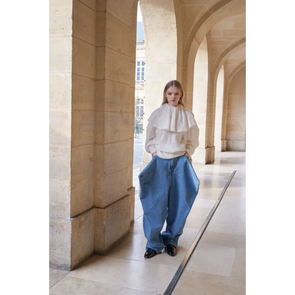 Viktor & Rolf Volant Neck Sweater in White, view 6