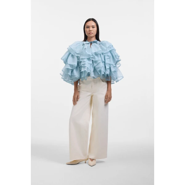 Viktor & Rolf Volant Organza Jacket in Light Blue, view 2