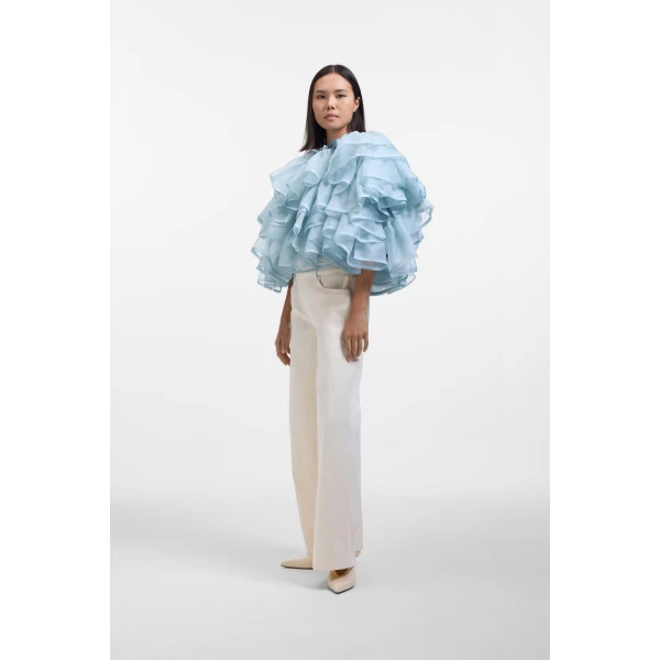 Viktor & Rolf Volant Organza Jacket in Light Blue, view 4