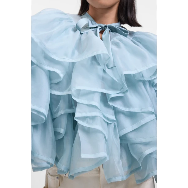 Viktor & Rolf Volant Organza Jacket in Light Blue, view 5