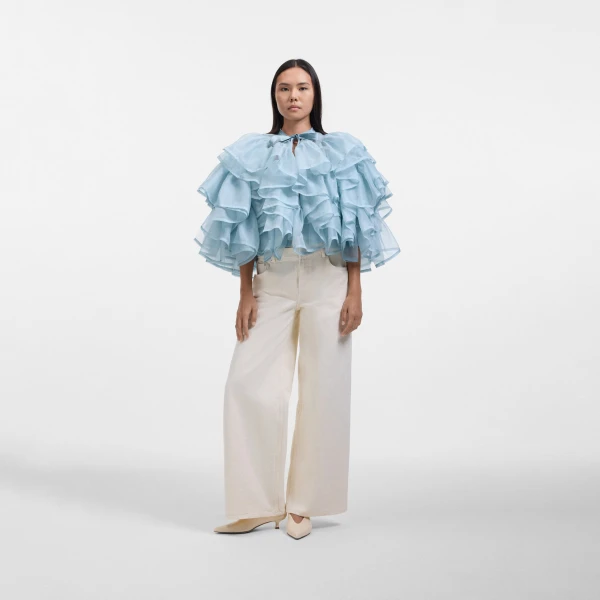 Viktor & Rolf Volant Organza Jacket in Light Blue, view 6