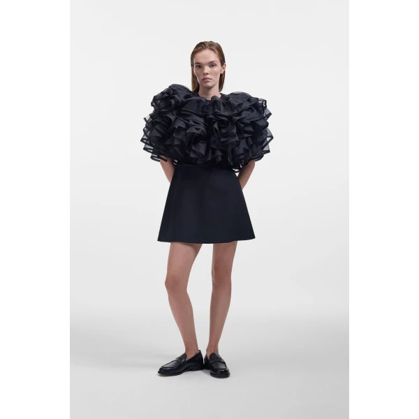 Viktor & Rolf Volant Organza Mini Dress in Black, view 2