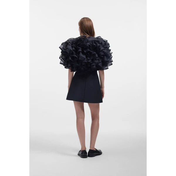 Viktor & Rolf Volant Organza Mini Dress in Black, view 3