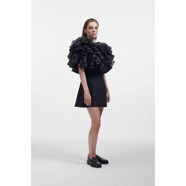 Viktor & Rolf Volant Organza Mini Dress in Black, view 4