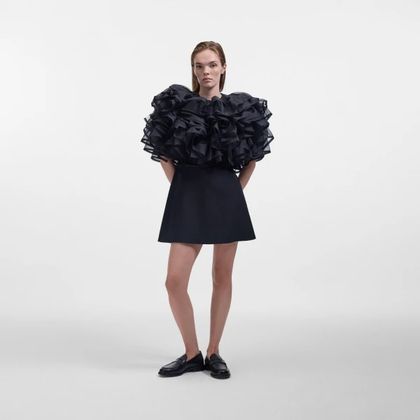 Viktor & Rolf Volant Organza Mini Dress in Black, view 5
