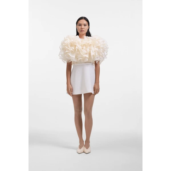 Viktor & Rolf Volant Organza Mini Dress in Off White, view 2