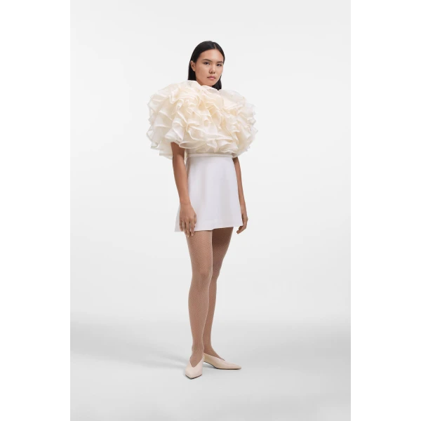 Viktor & Rolf Volant Organza Mini Dress in Off White, view 3