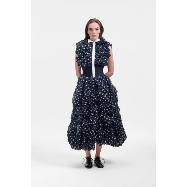 Viktor & Rolf Wool Crinkle Maxi Dress in Black, view 2