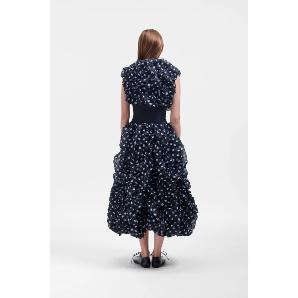 Viktor & Rolf Wool Crinkle Maxi Dress in Black, view 3