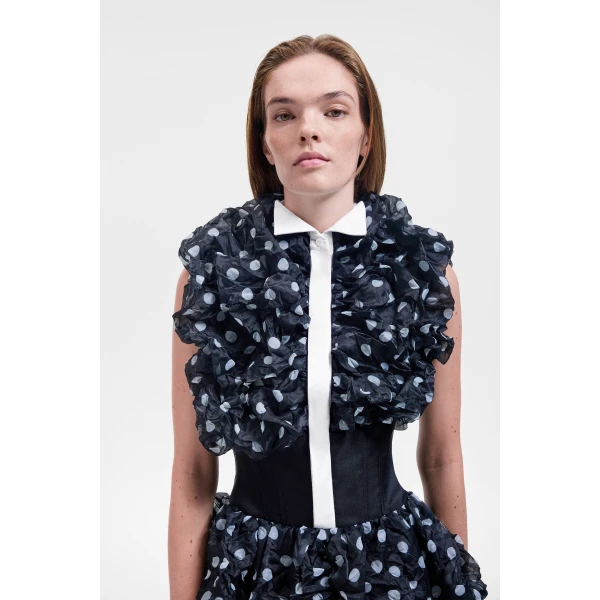 Viktor & Rolf Wool Crinkle Maxi Dress in Black, view 5