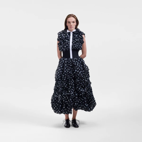 Viktor & Rolf Wool Crinkle Maxi Dress in Black, view 6