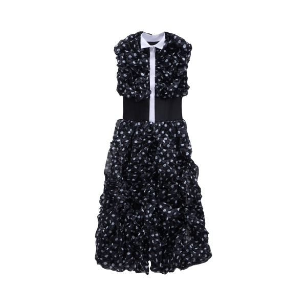Viktor & Rolf Wool Crinkle Maxi Dress in Black