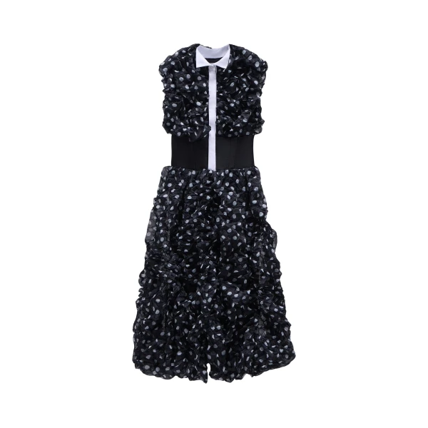 Viktor & Rolf Wool Crinkle Maxi Dress in Black