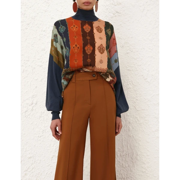Zimmermann Ascent Printed Silk Sweater, view 2