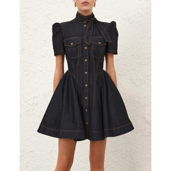 Zimmermann Denim Corset Mini Dress, view 2