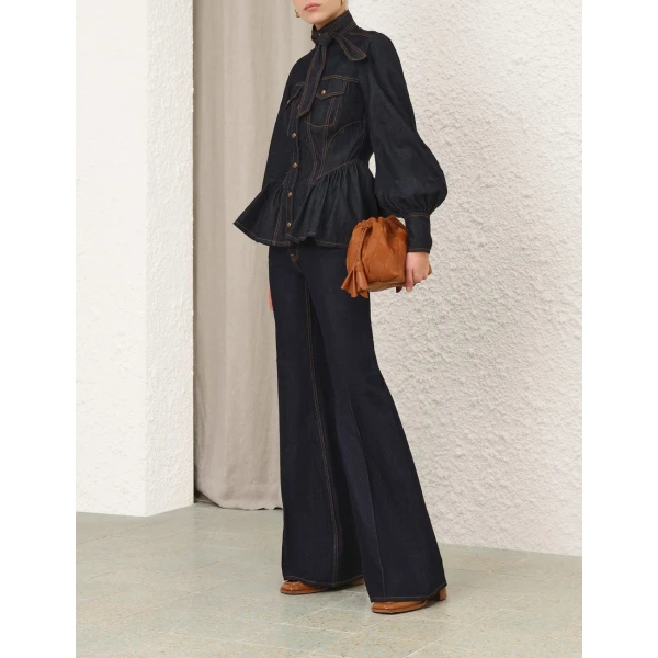 Zimmermann Denim Fitted Shirt, view 4