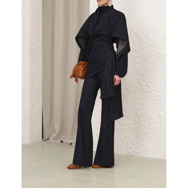 Zimmermann Draped Denim Blouse, view 3