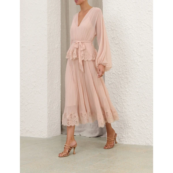 Zimmermann Pleated Lace Midi Dress, view 2