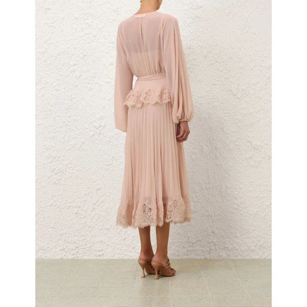 Zimmermann Pleated Lace Midi Dress, view 4