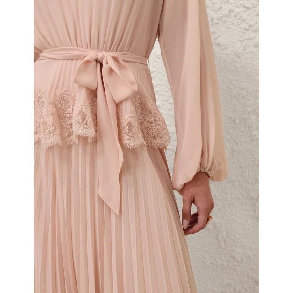 Zimmermann Pleated Lace Midi Dress, view 5