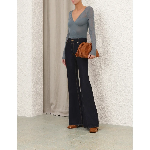 Zimmermann Pointelle Lace V Neck Top, view 3