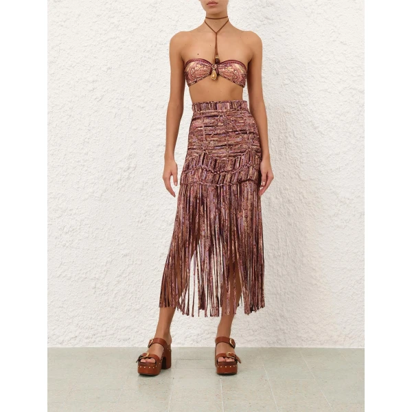 Zimmermann Sundance Macrame Fringe Skirt, view 2