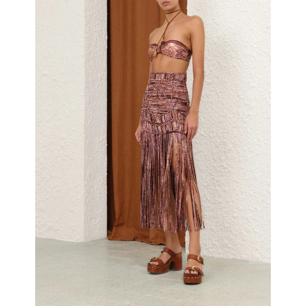 Zimmermann Sundance Macrame Fringe Skirt, view 4