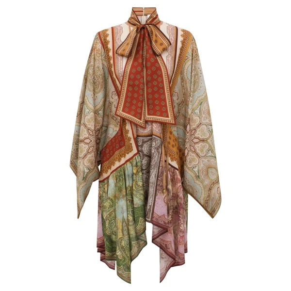 Zimmermann Sundance Tie Neck Mini Dress