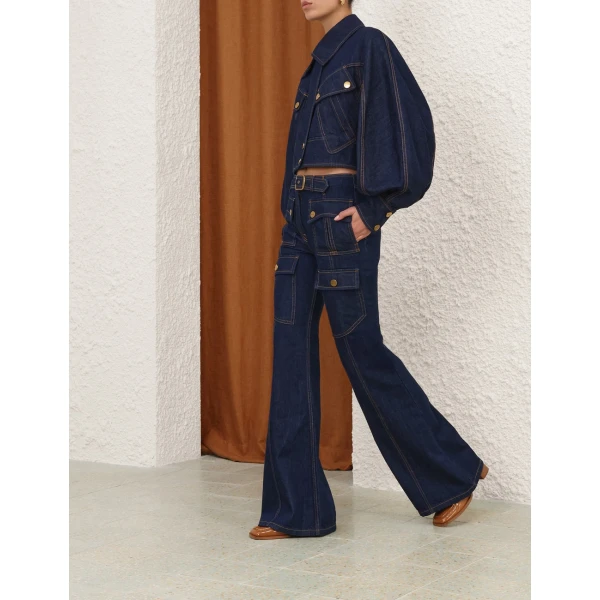 Zimmermann Valiant Denim Utility Bomber Jacket, view 4