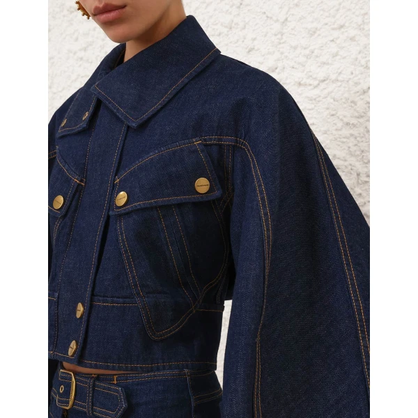 Zimmermann Valiant Denim Utility Bomber Jacket, view 6