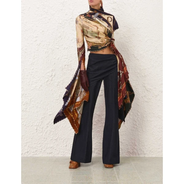 Zimmermann Valiant Draped Denim Flare, view 2
