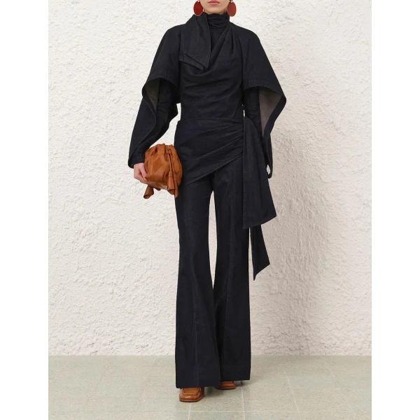 Zimmermann Valiant Draped Denim Flare, view 3