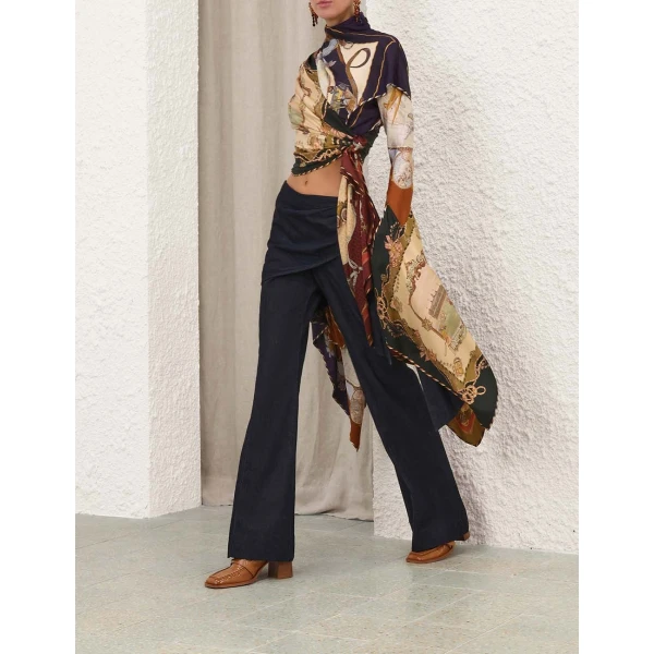 Zimmermann Valiant Draped Denim Flare, view 4