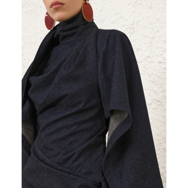 Zimmermann Valiant Draped Denim Mini Top, view 6