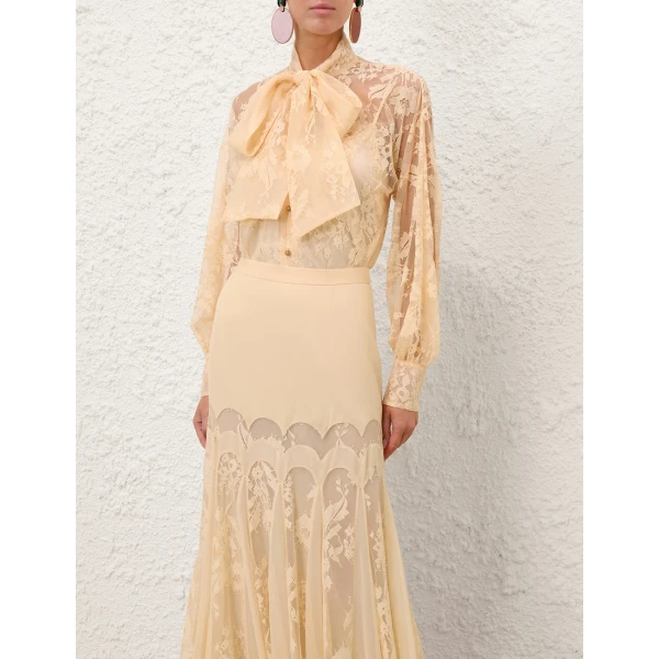 Zimmermann Valiant Lace Pussybow Blouse, view 2
