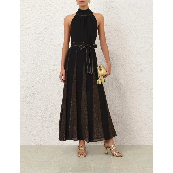 Zimmermann Valiant Metallic Halter Dress, view 2