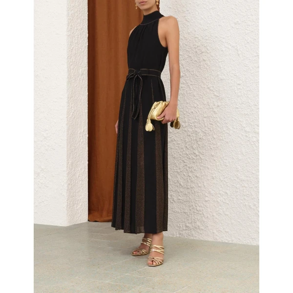 Zimmermann Valiant Metallic Halter Dress, view 4